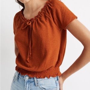 Madewell Texture & Thread Drawstring Top In Spiced Cinnamon Size XS